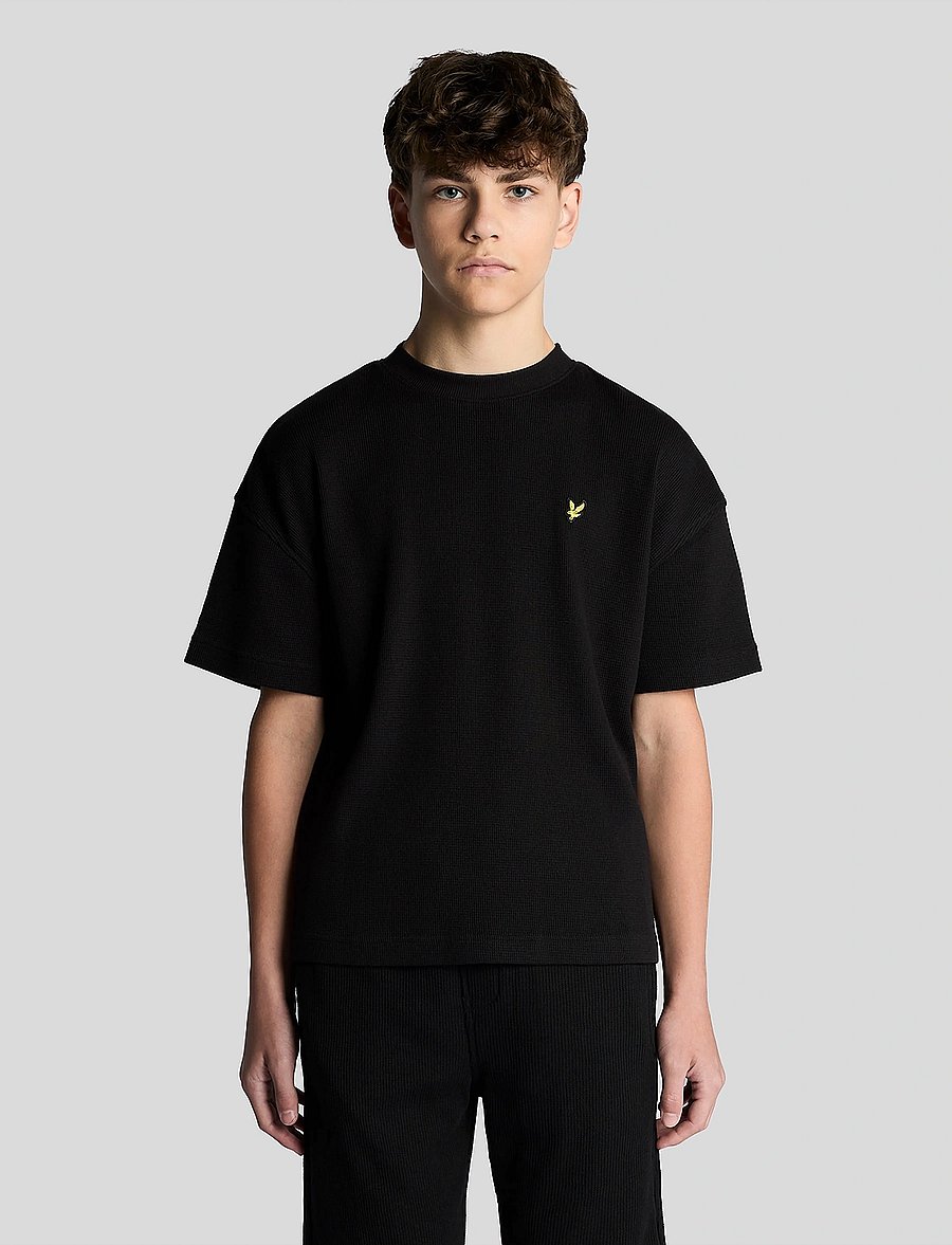 Lyle & Scott - Waffle T-shirt - kortærmede t-shirts - z865 jet black - 0