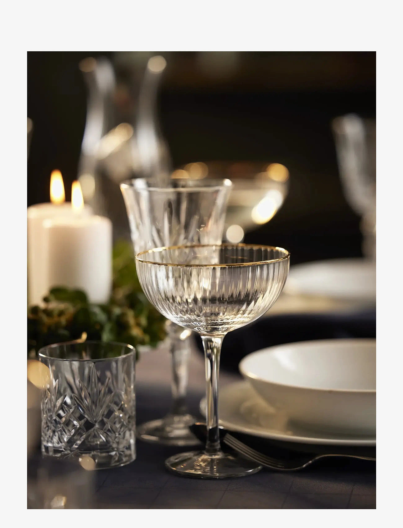 Lyngby Glas - Cocktail glass Palermo Gold 31.5cl 4pcs - transparen - 2