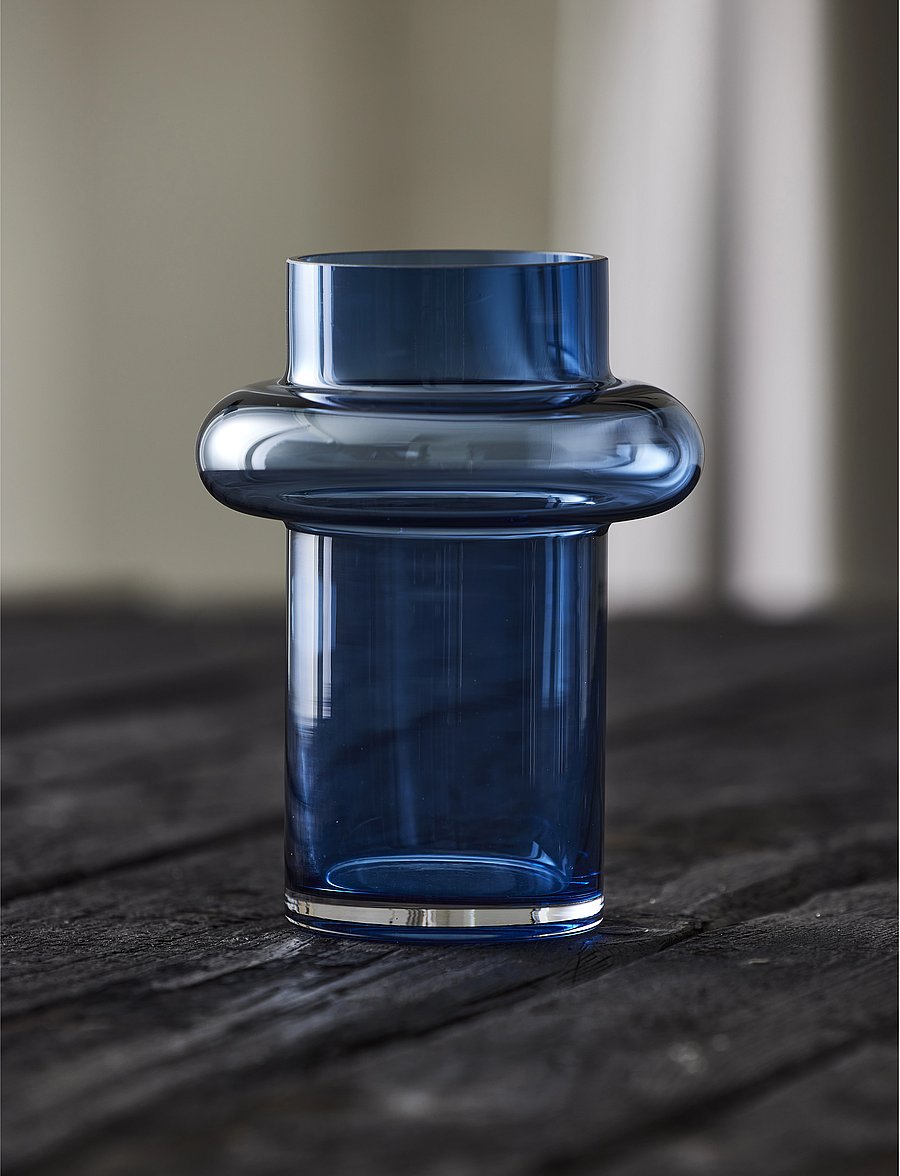 Lyngby Glas - Vase Tube - dark blue - 2