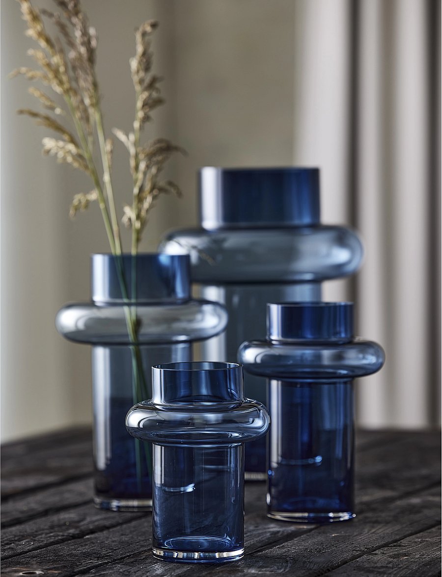 Lyngby Glas - Vase Tube - dark blue - 5