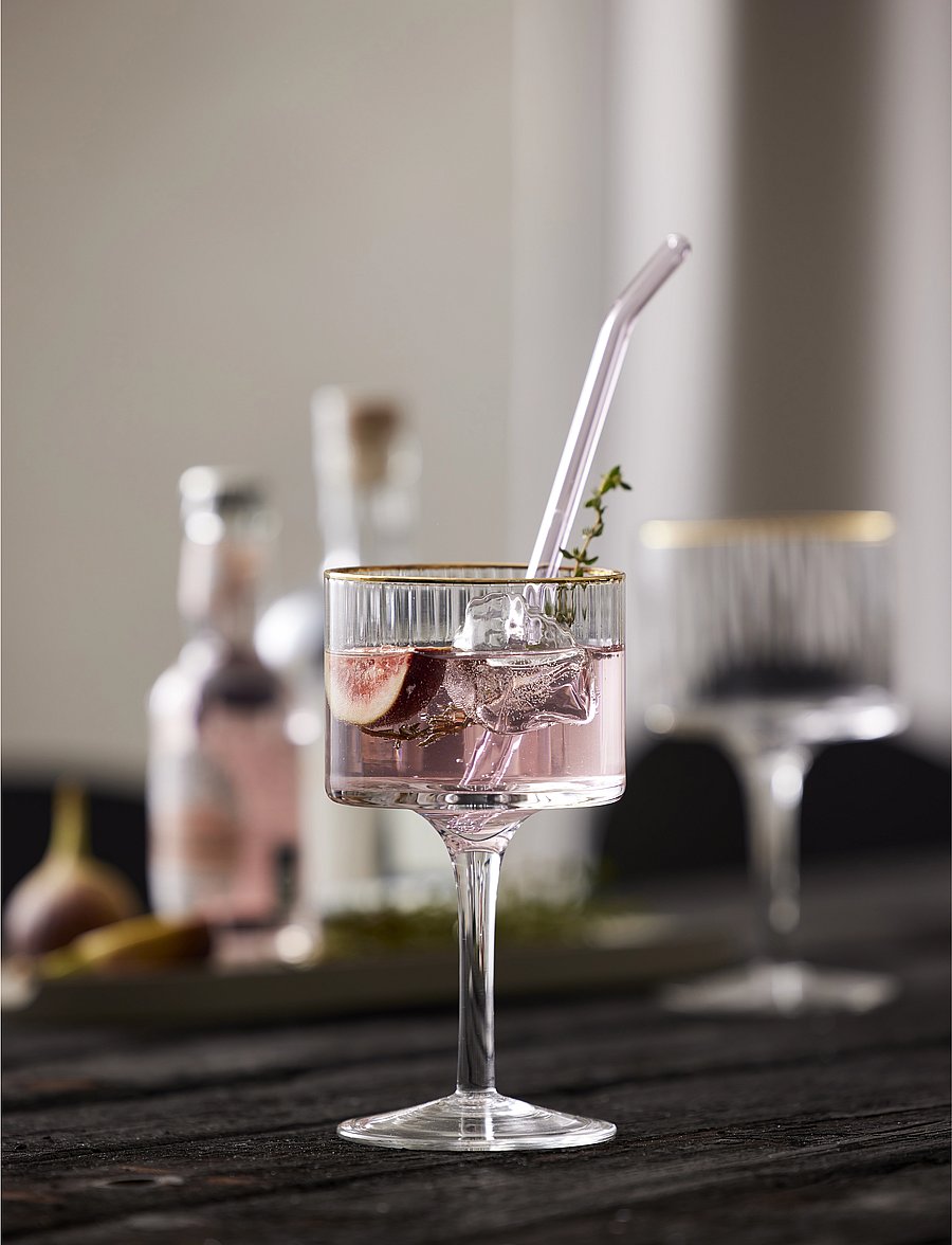 Lyngby Glas - Gin & tonic glass Palermo Gold 32cl 4pcs - nach preis einkaufen - transparen - 0