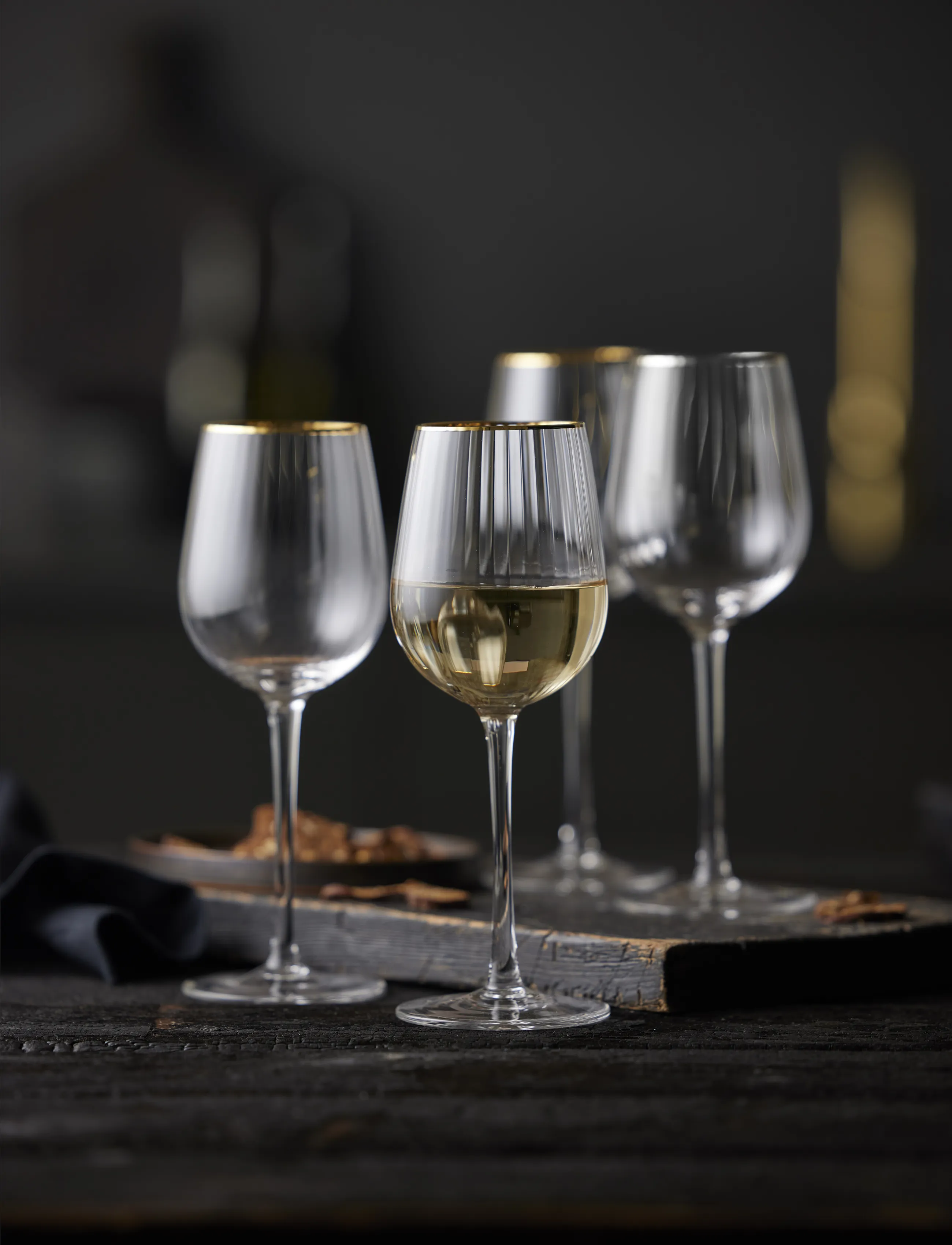Lyngby Glas Hvidvinsglas Palermo Gold 30 Cl 4 Stk., 30 cl, Nude, Vinglas > Hvidvinsglas, Unisex