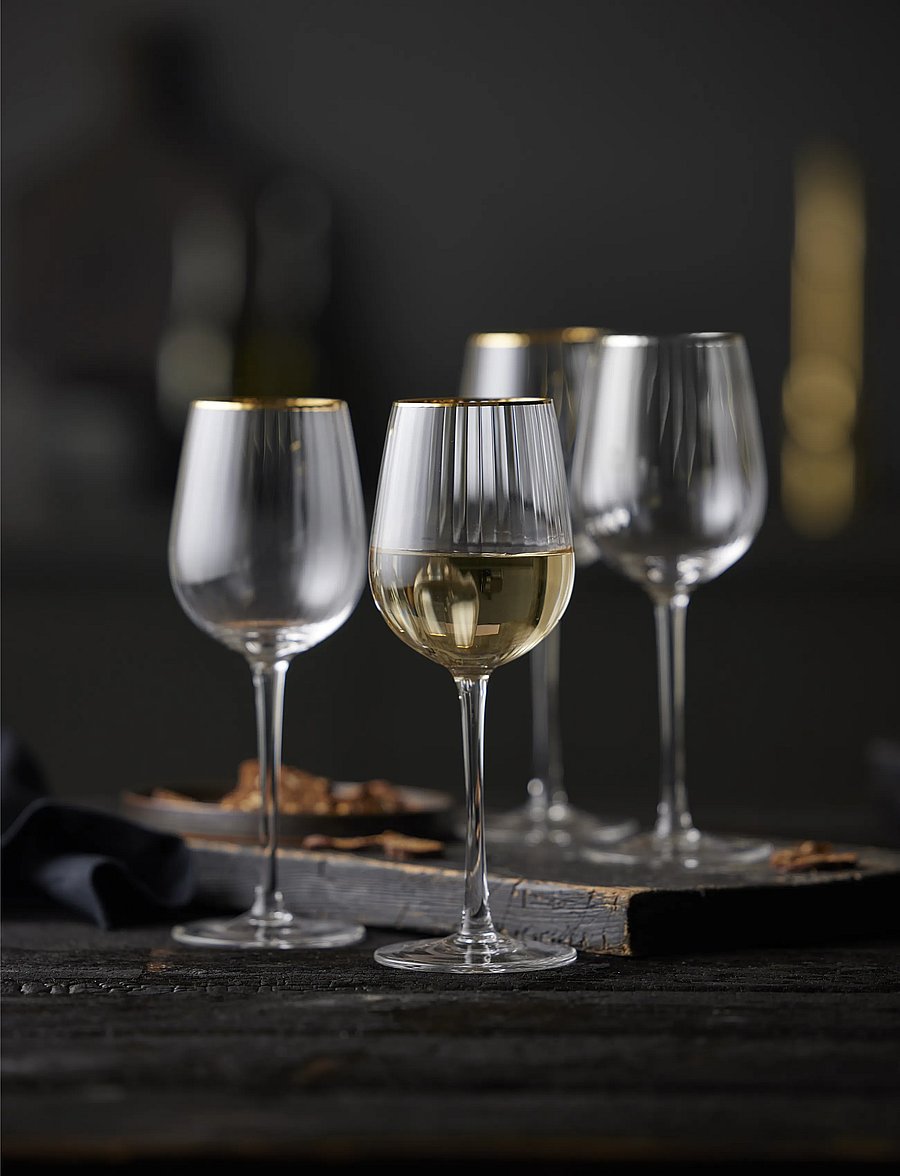 Lyngby Glas - White wine glass Palermo Gold 30 cl 4 pcs - valge veini pokaalid - transparen - 0