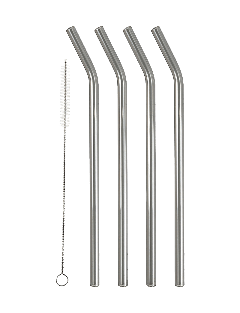 Lyngby Glas - Straw with bend 4 pcs - nach preis einkaufen - grÅ - 0
