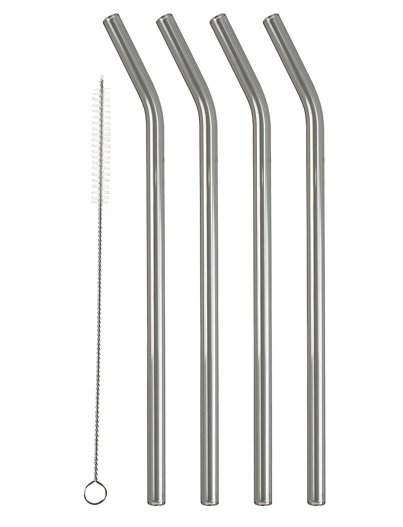 Lyngby Glas - Straw with bend 4 pcs - nach preis einkaufen - grÅ - 5