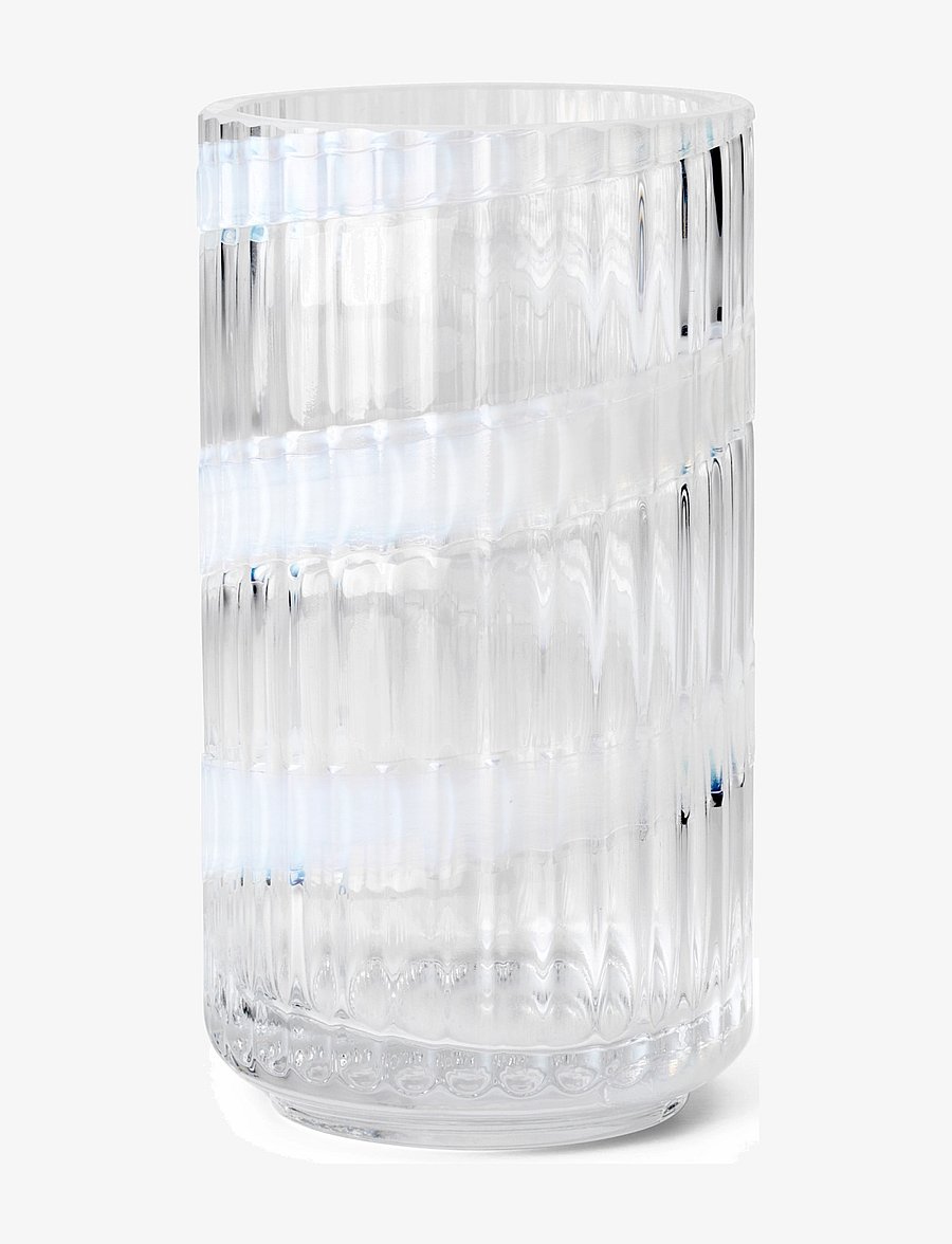 Lyngby Porcelæn - Lyngby Vase H15.5 cm swirl white mouth blown glass - vasen - swirl white - 0
