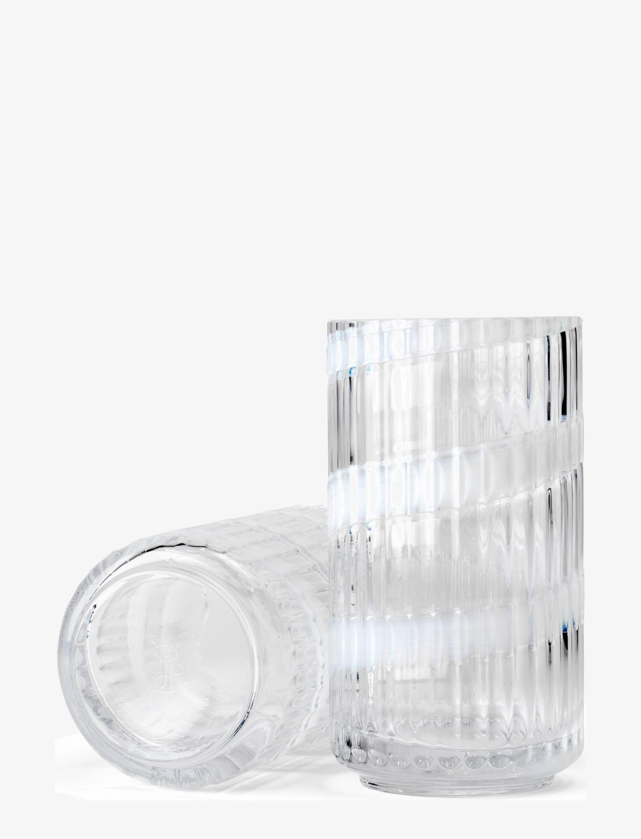 Lyngby Porcelæn - Lyngby Vase H15.5 cm swirl white mouth blown glass - vasen - swirl white - 1