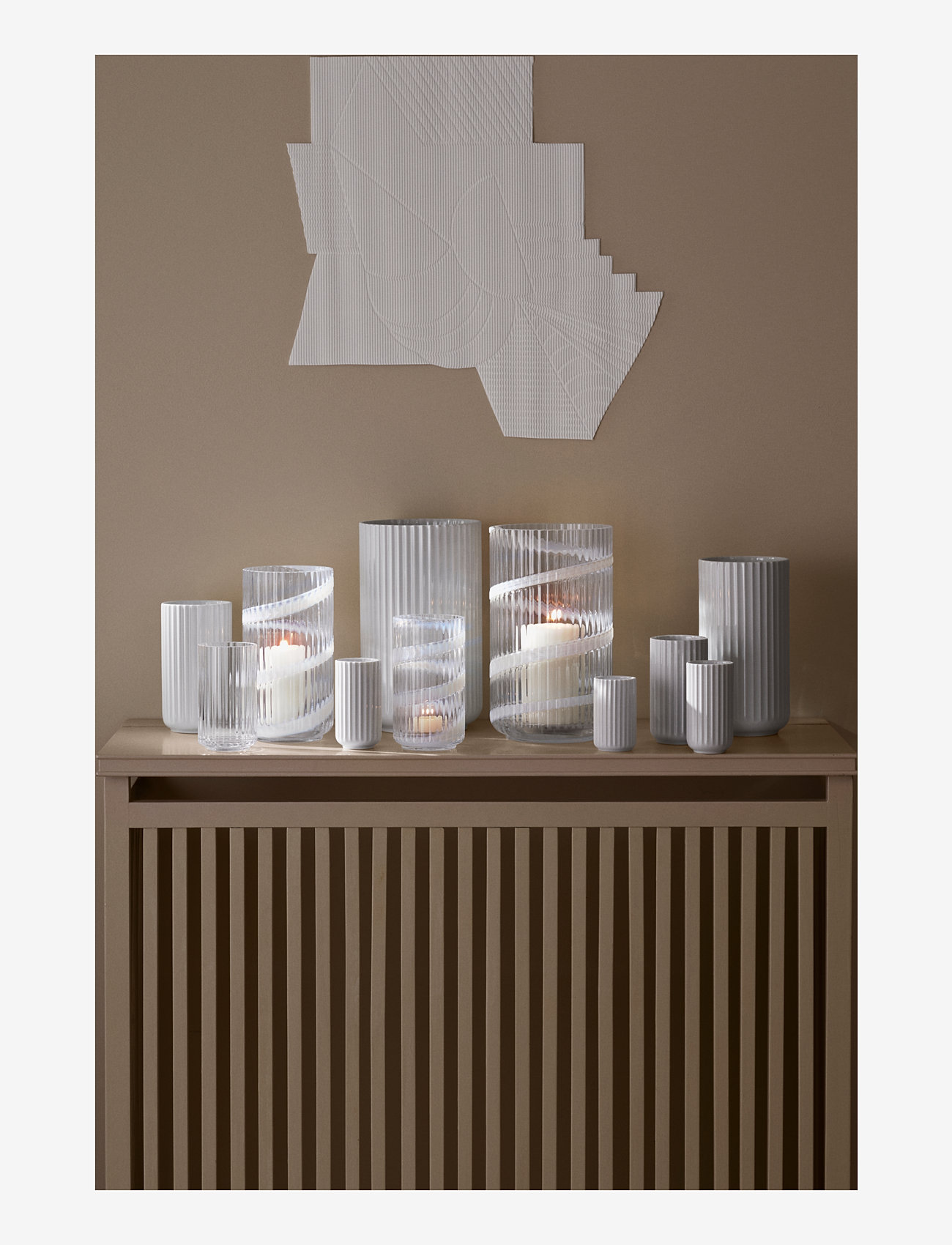 Lyngby Porcelæn - Lyngby Vase H15.5 cm swirl hvid mundblæst glas - køb efter pris - swirl white - 5