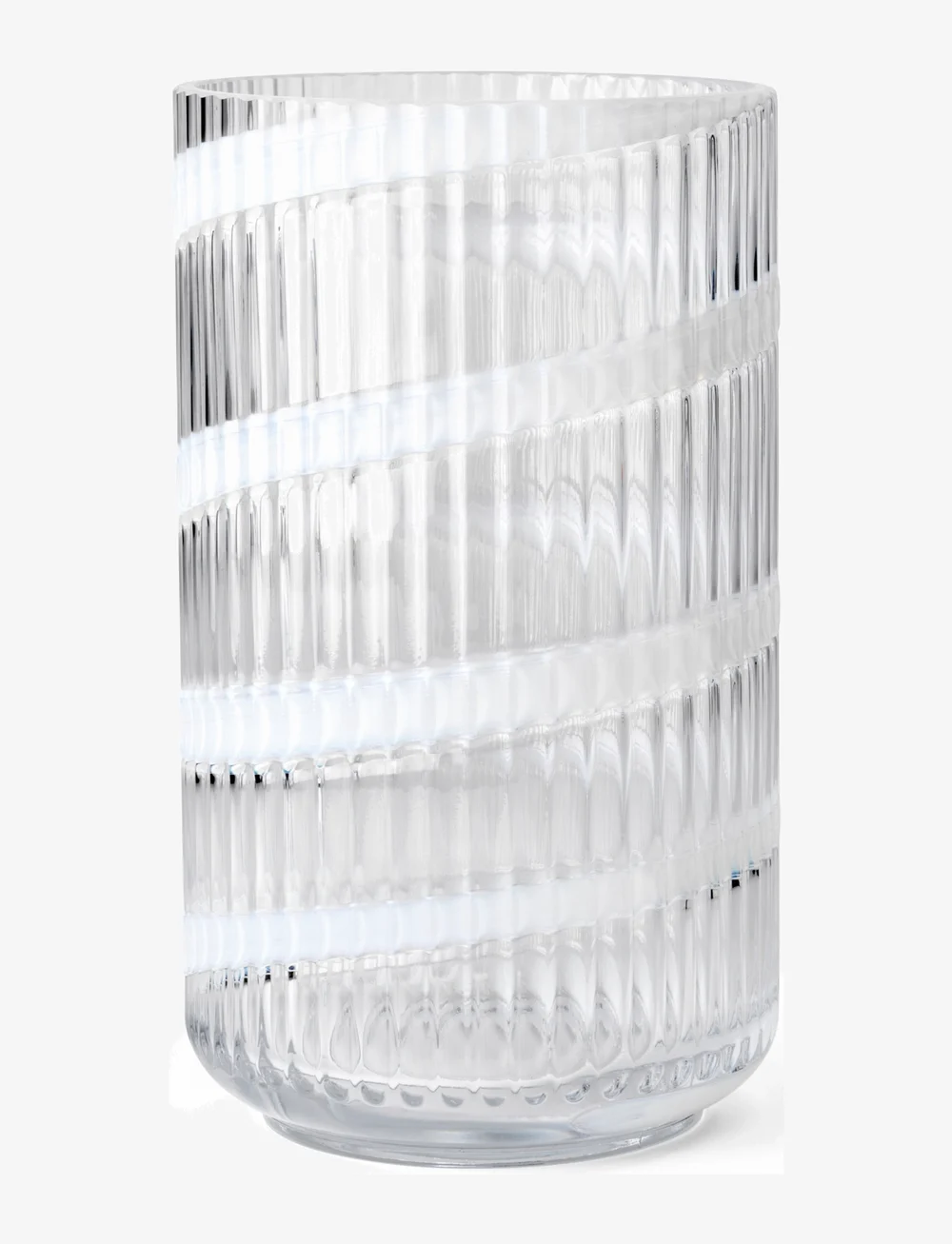 Lyngby Porcelæn - Lyngby Vase H25 cm swirl white mouth blown glass - vaser - swirl white - 0