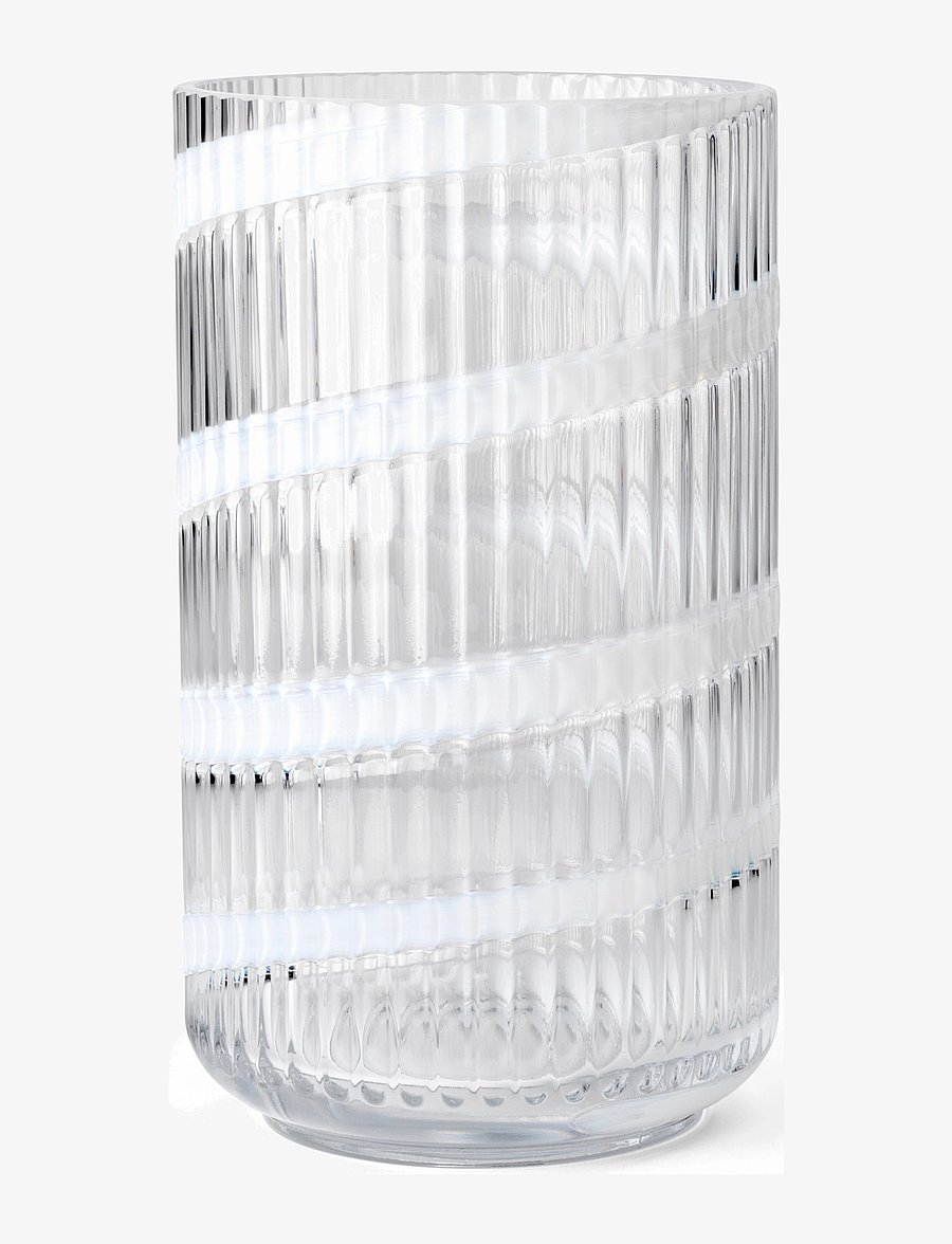 Lyngby Porcelæn - Lyngby Vase H25 cm swirl hvid mundblæst glas - vaser - swirl white - 0