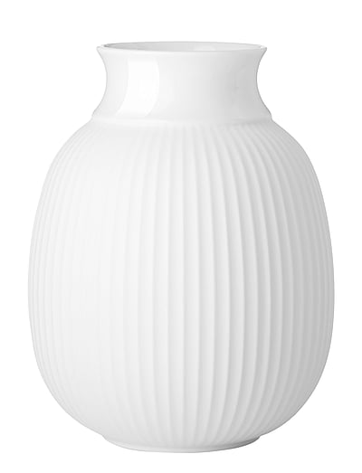 Lyngby Porcelæn Curve Vase H12.5 white porcelain - Vases - WHITE / white
