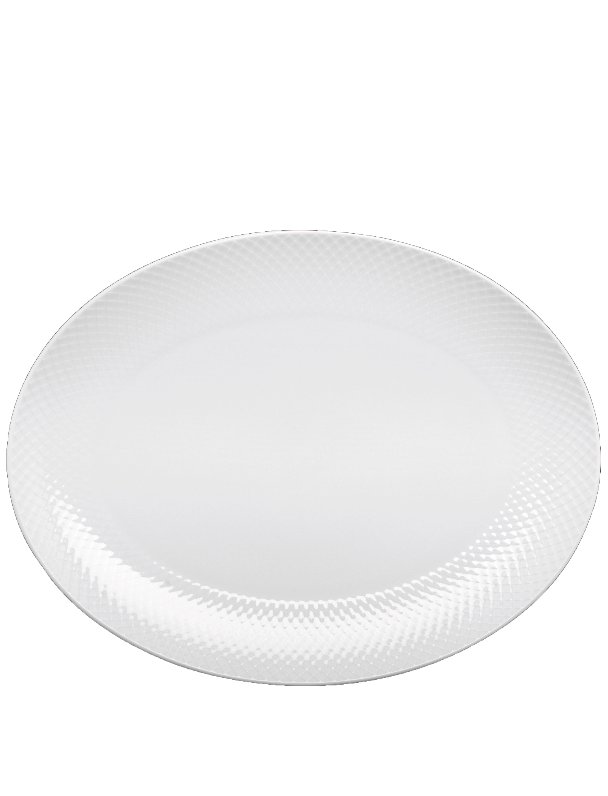 Lyngby Porcelæn Rhombe Ovalt Serveringsfad 35X26.5 Hvid, cm, Plates, Weiß - Dinner Homeware