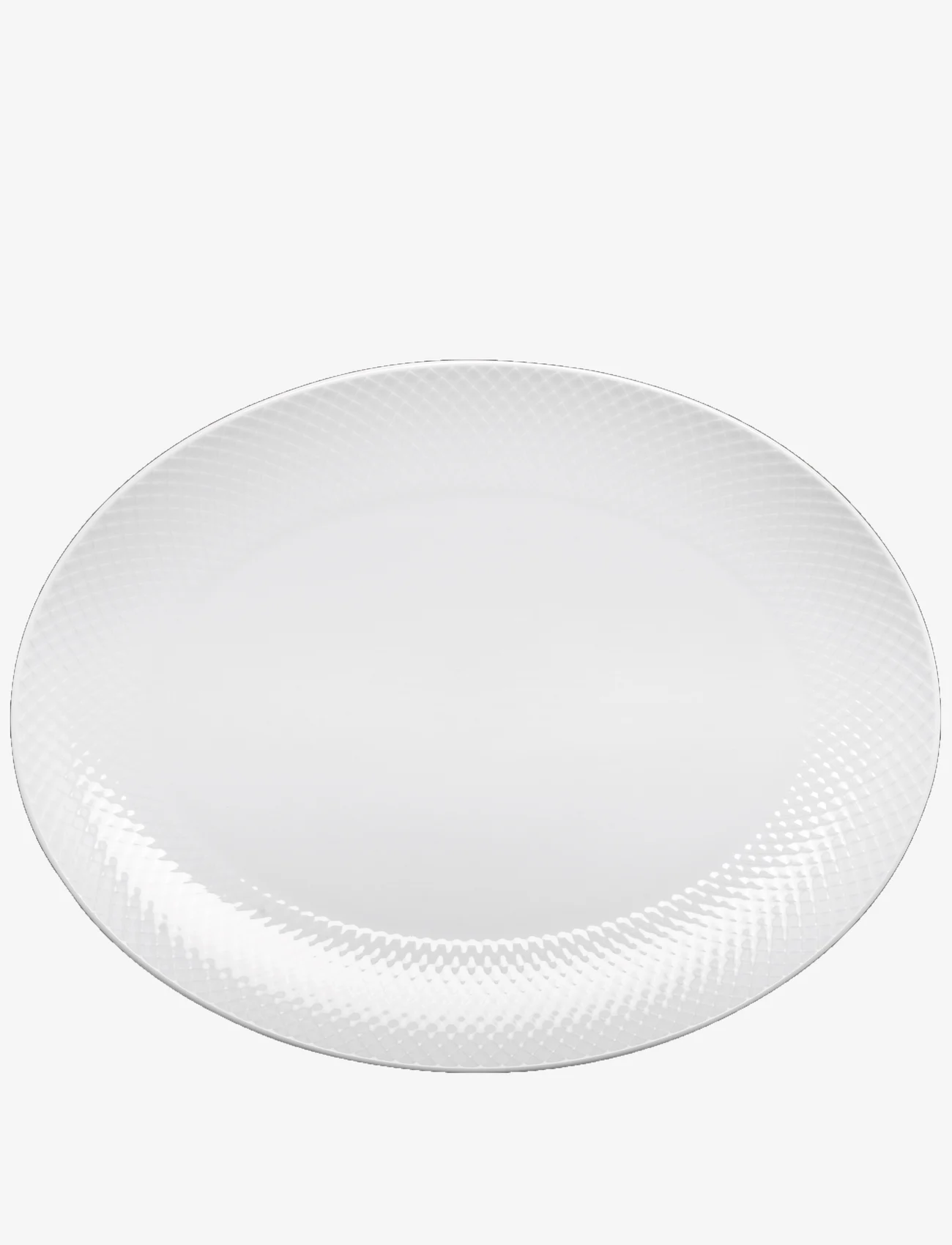Lyngby Porcelæn - Rhombe Oval serveringsfat 35x26.5 hvit - middagstallerkener - white - 0