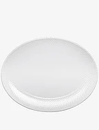 Rhombe Ovalt serveringsfad 35x26.5 hvid - WHITE