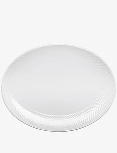 Rhombe Oval serveringsfat 35x26.5 hvit, Lyngby Porcelæn