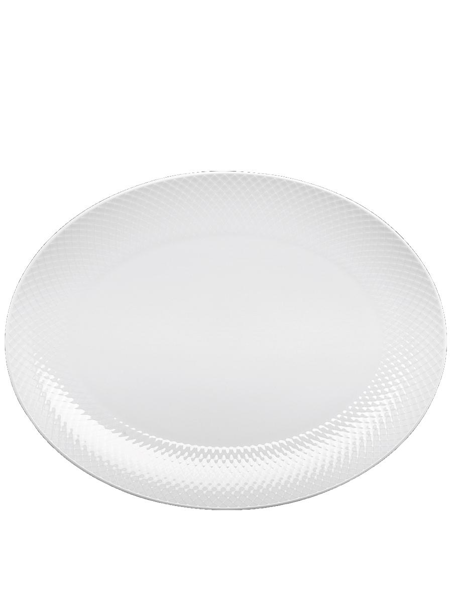 Lyngby Porcelæn - Rhombe Oval serving dish 35x26.5 white - kupuj według ceny - white - 0