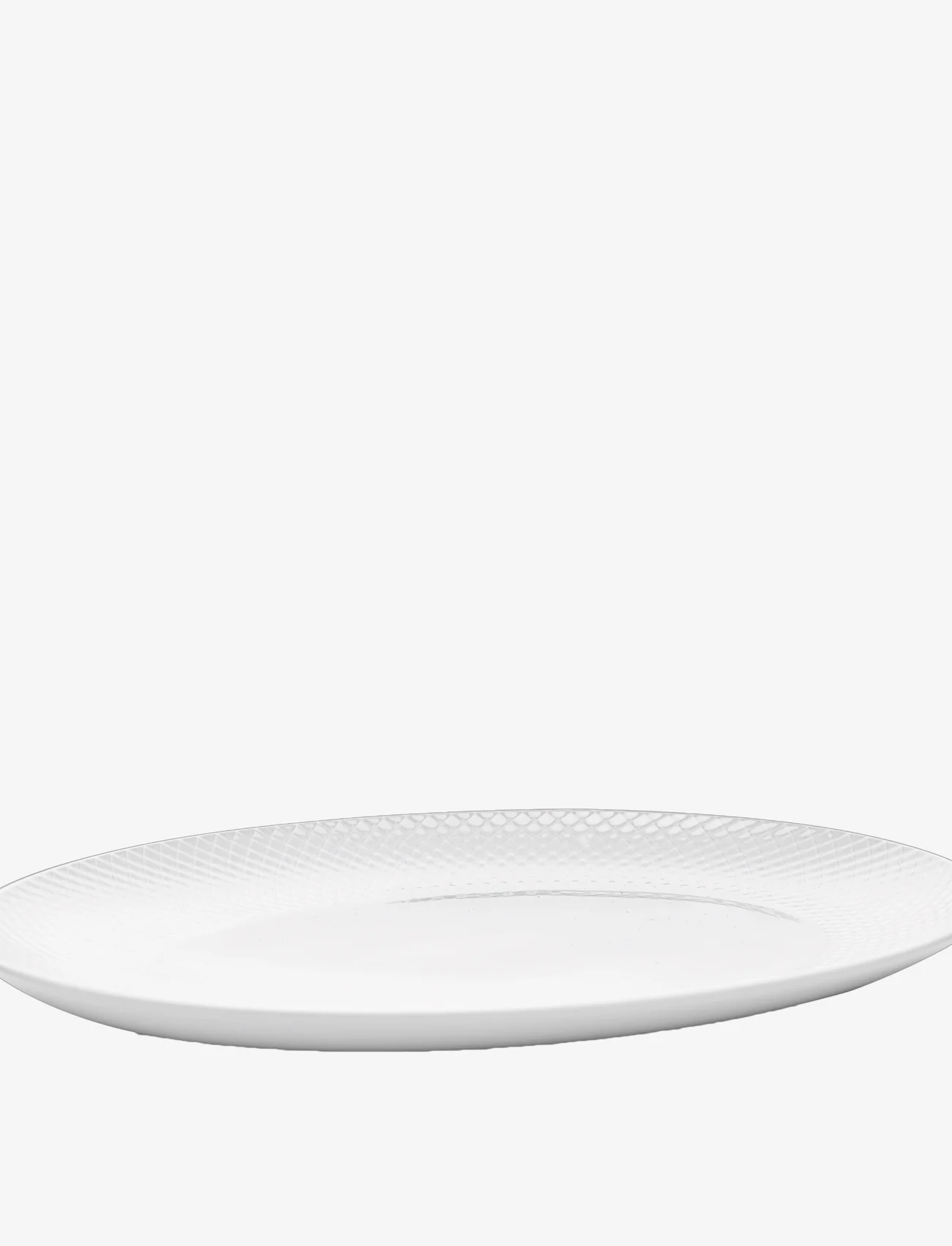 Lyngby Porcelæn - Rhombe Oval serveringsfat 35x26.5 hvit - middagstallerkener - white - 1