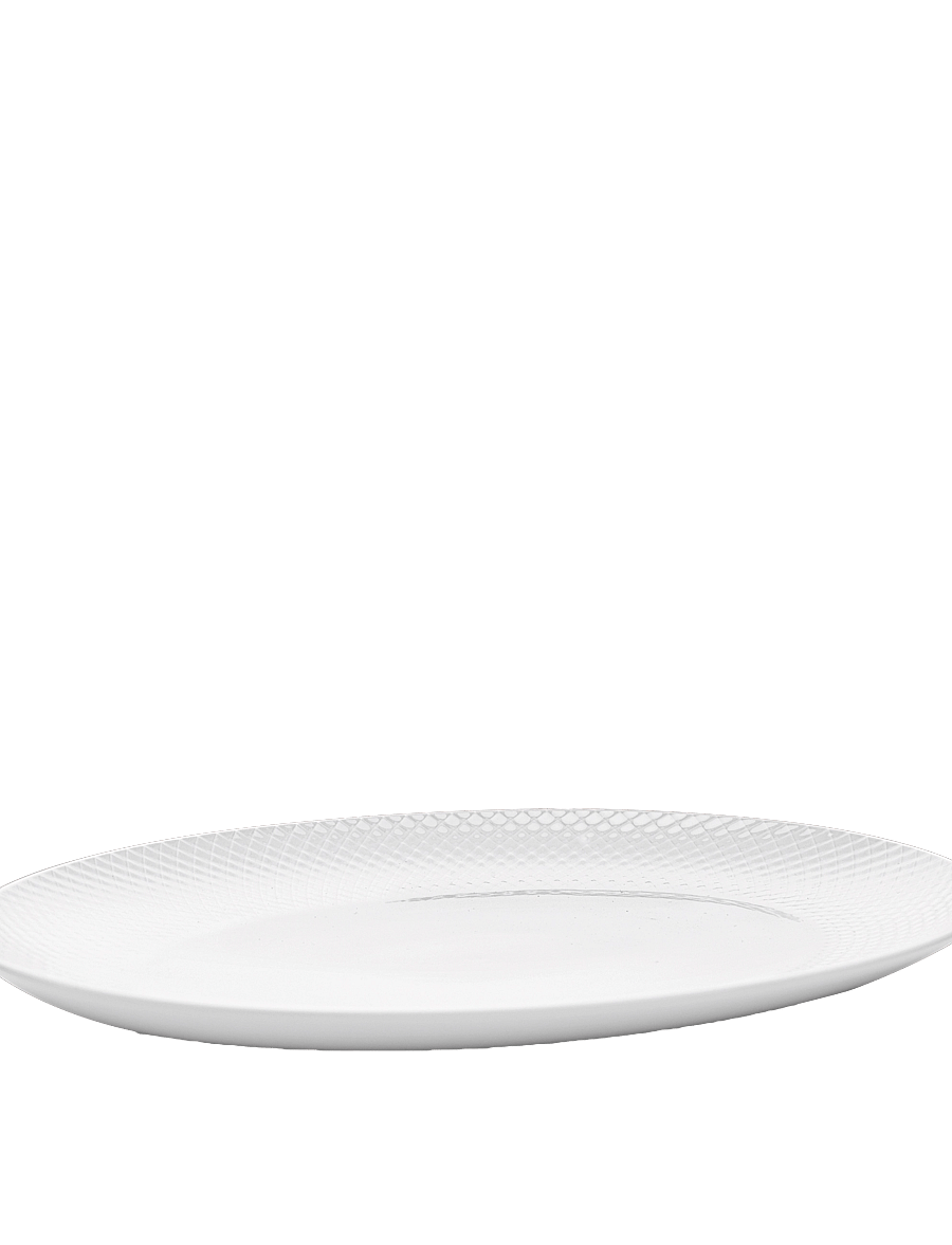Lyngby Porcelæn - Rhombe Oval serving dish 35x26.5 white - kupuj według ceny - white - 1