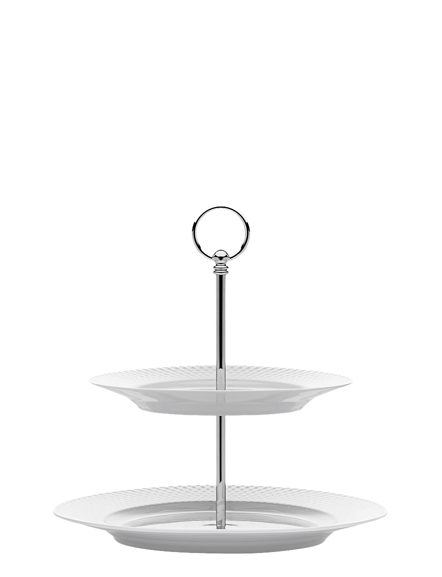 Lyngby Porcelæn - Rhombe Etagere Ø27 cm hvid - køb efter pris - white - 0