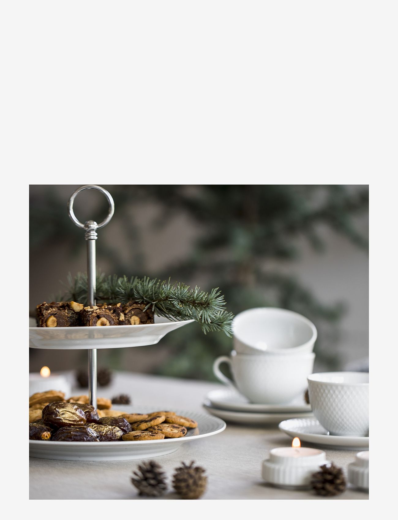 Lyngby Porcelæn - Rhombe Etagere Ø27 cm white - Įsigykite pagal kainą - white - 1