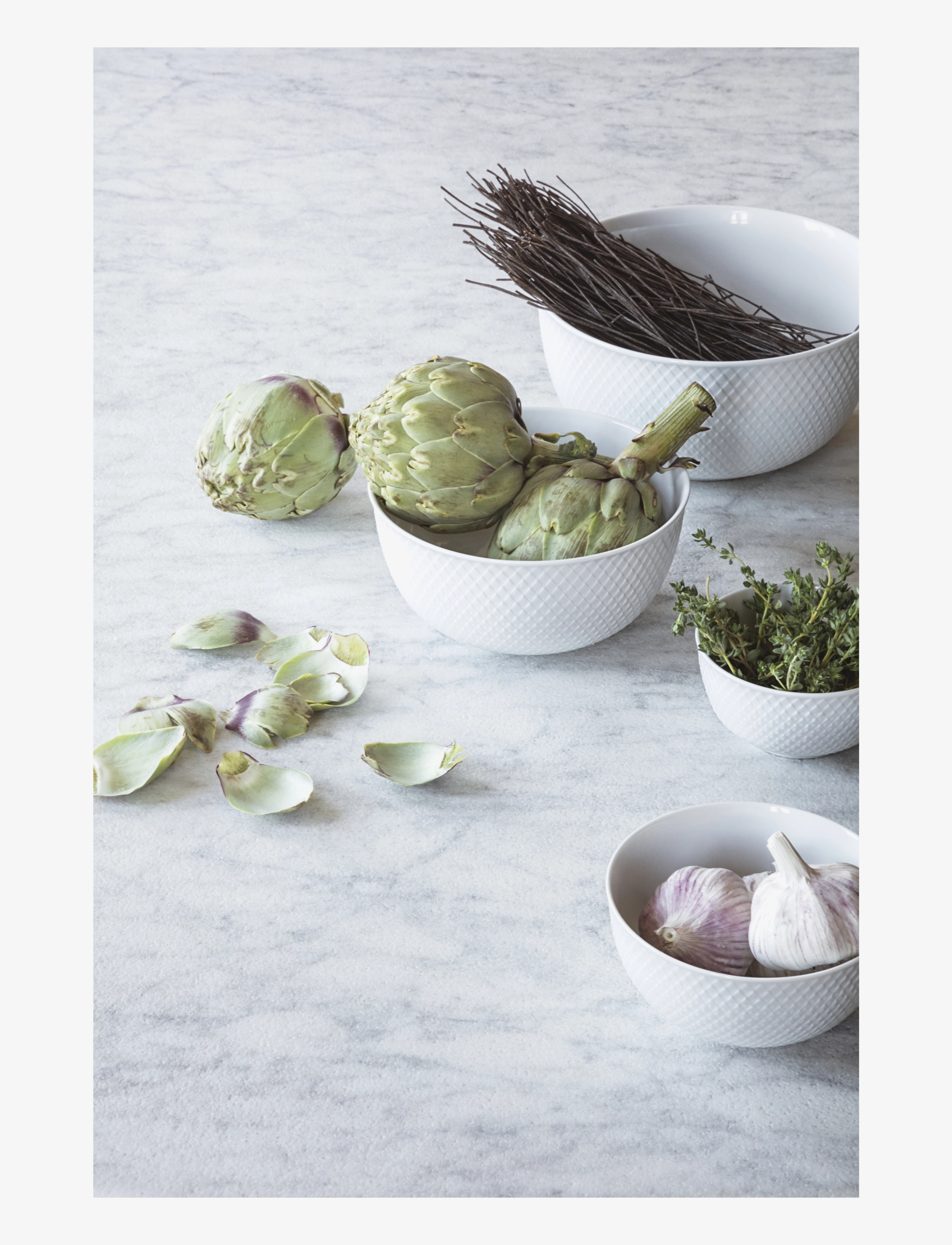 Lyngby Porcelæn - Rhombe Serveringsskål Ø17.5 cm hvid - serveringsskåle - white - 2