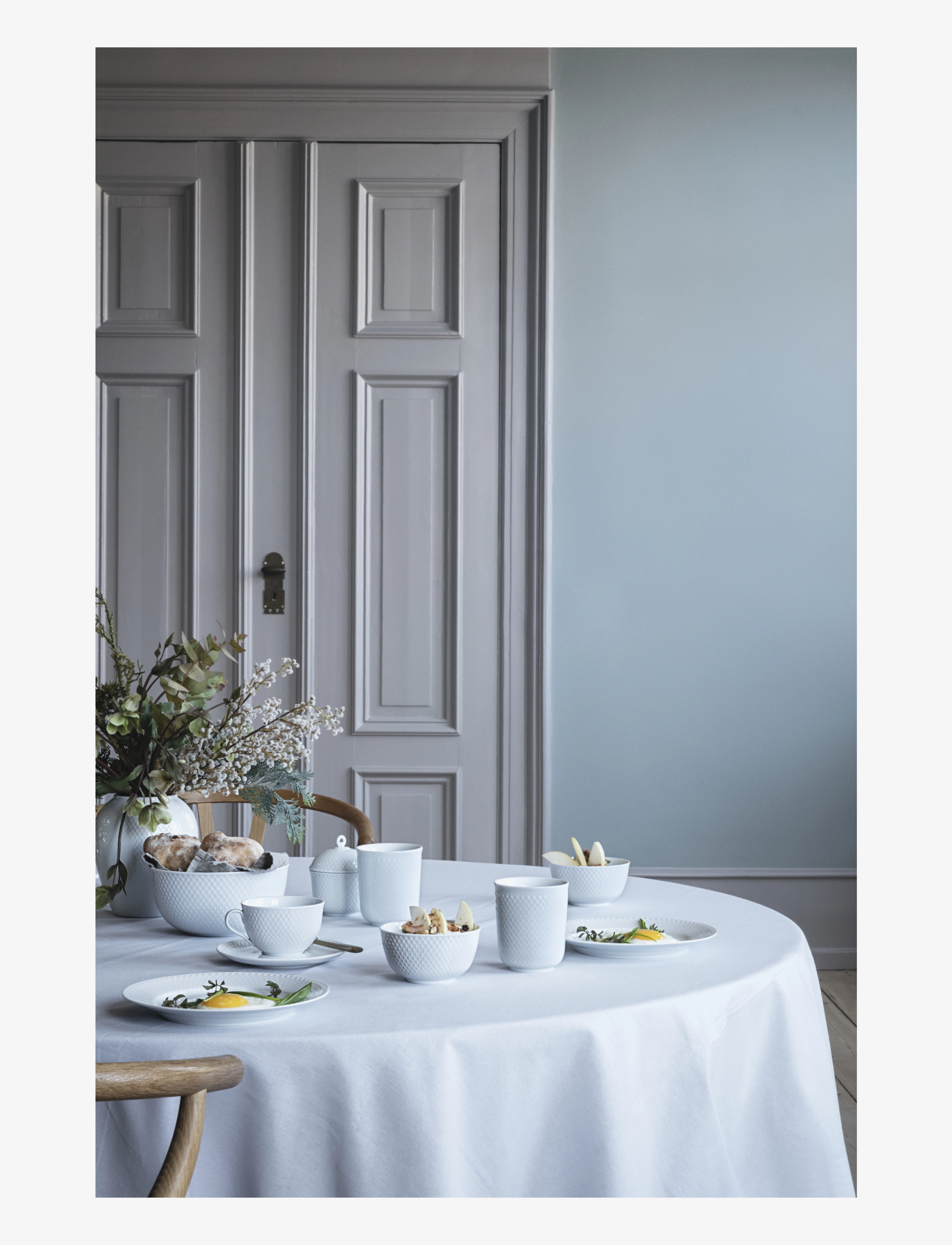 Lyngby Porcelæn - Rhombe Serveringsskål Ø22 cm hvid - serveringsskåle - white - 2