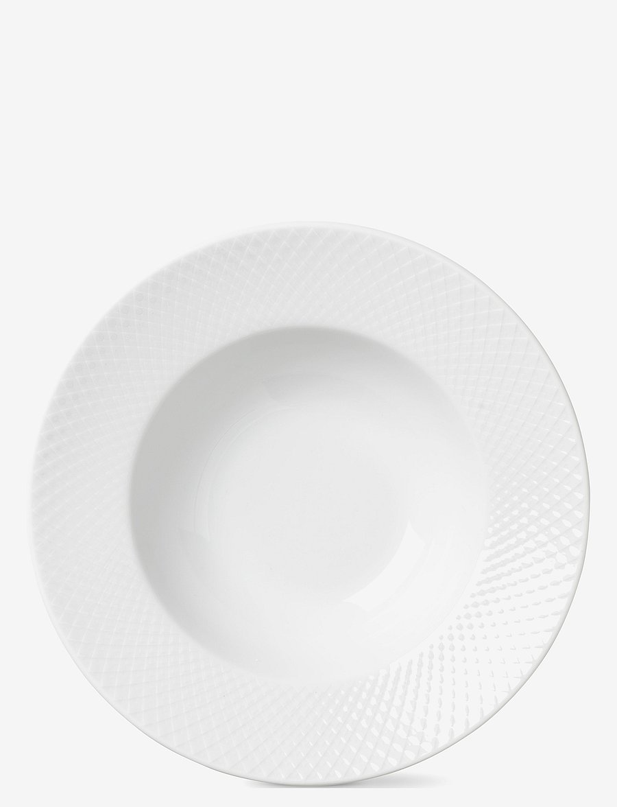 Lyngby Porcelæn - Rhombe Dyb tallerken - pastatallerkner - white - 0
