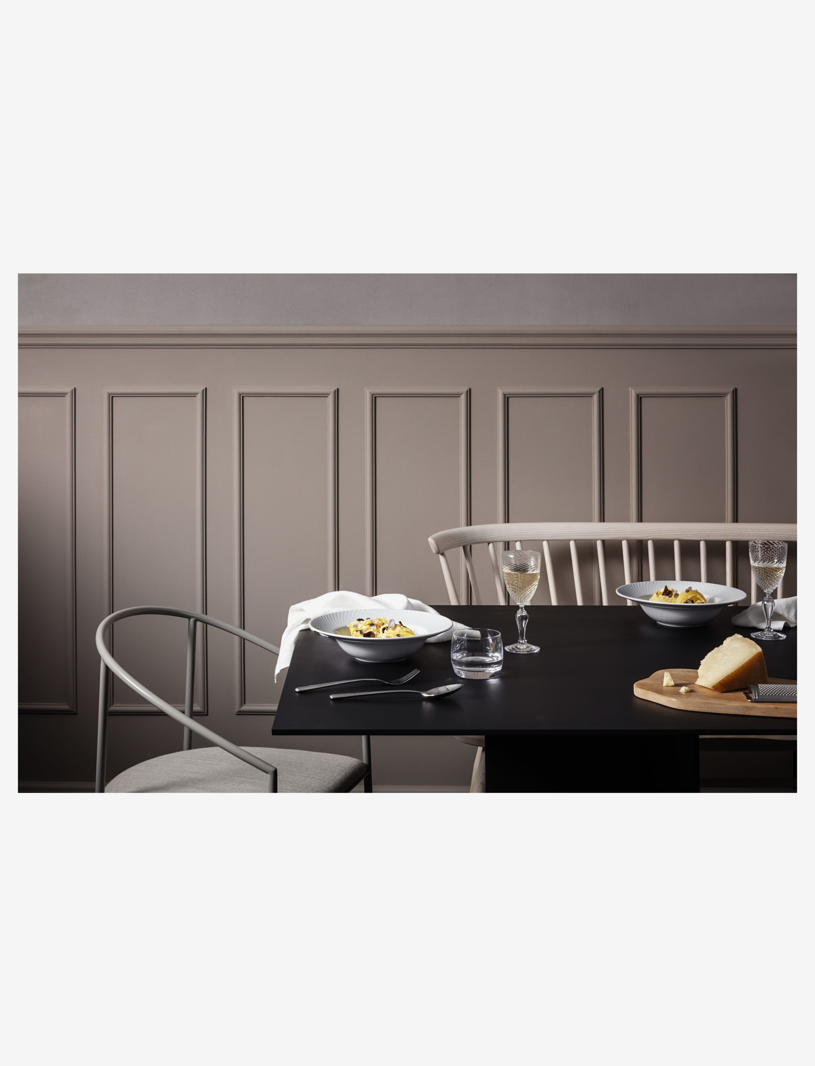 Lyngby Porcelæn - Rhombe Dyb tallerken - pastatallerkner - white - 2