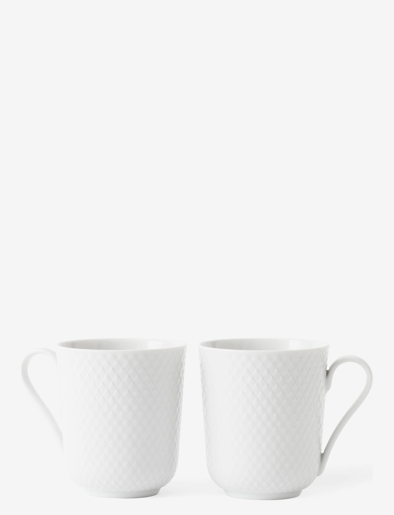 Lyngby Porcelæn - Rhombe Mug with handle 33 cl 2 pcs. - kafijas krūzes - white - 0