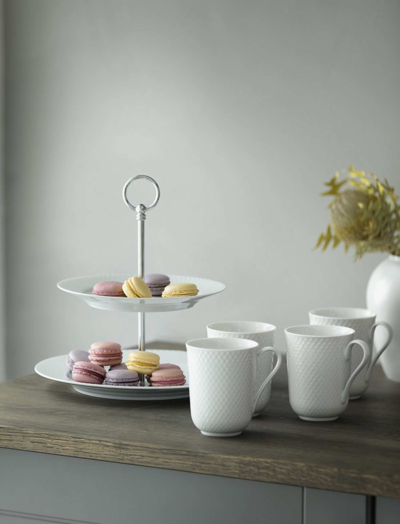 Lyngby Porcelæn - Rhombe Mug with handle 33 cl 2 pcs. - nach preis einkaufen - white - 1