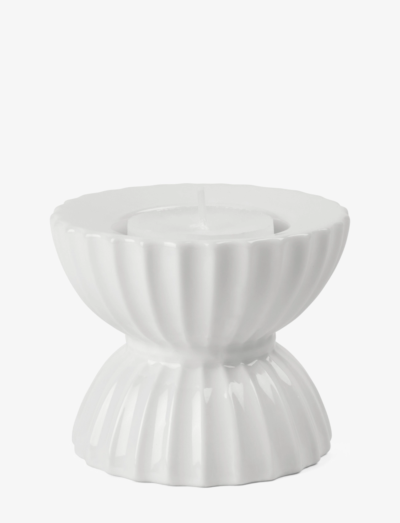Lyngby Porcelæn - Lyngby Tura Tealight holder Ø8 cm white - teelichthalter - white - 2