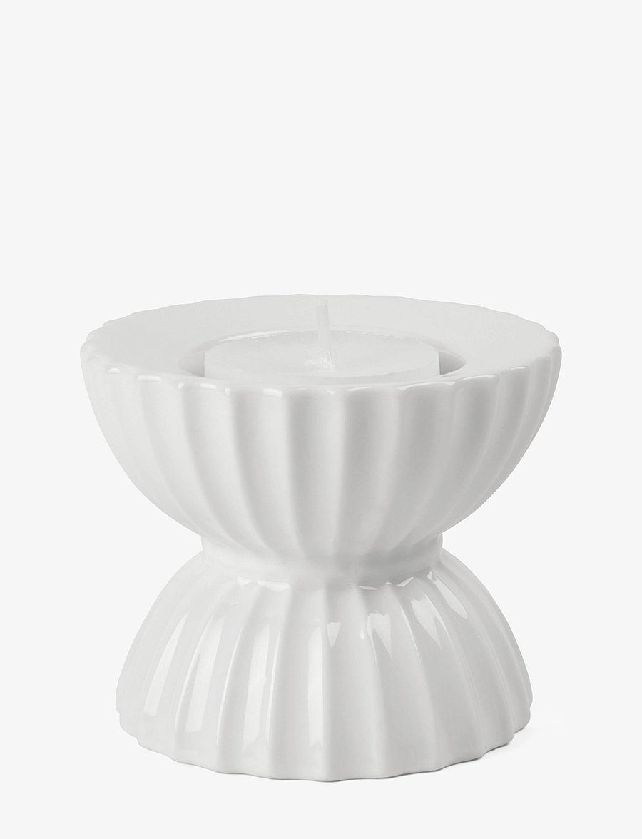 Lyngby Porcelæn - Lyngby Tura Tealight holder Ø8 cm white - teelichthalter - white - 2