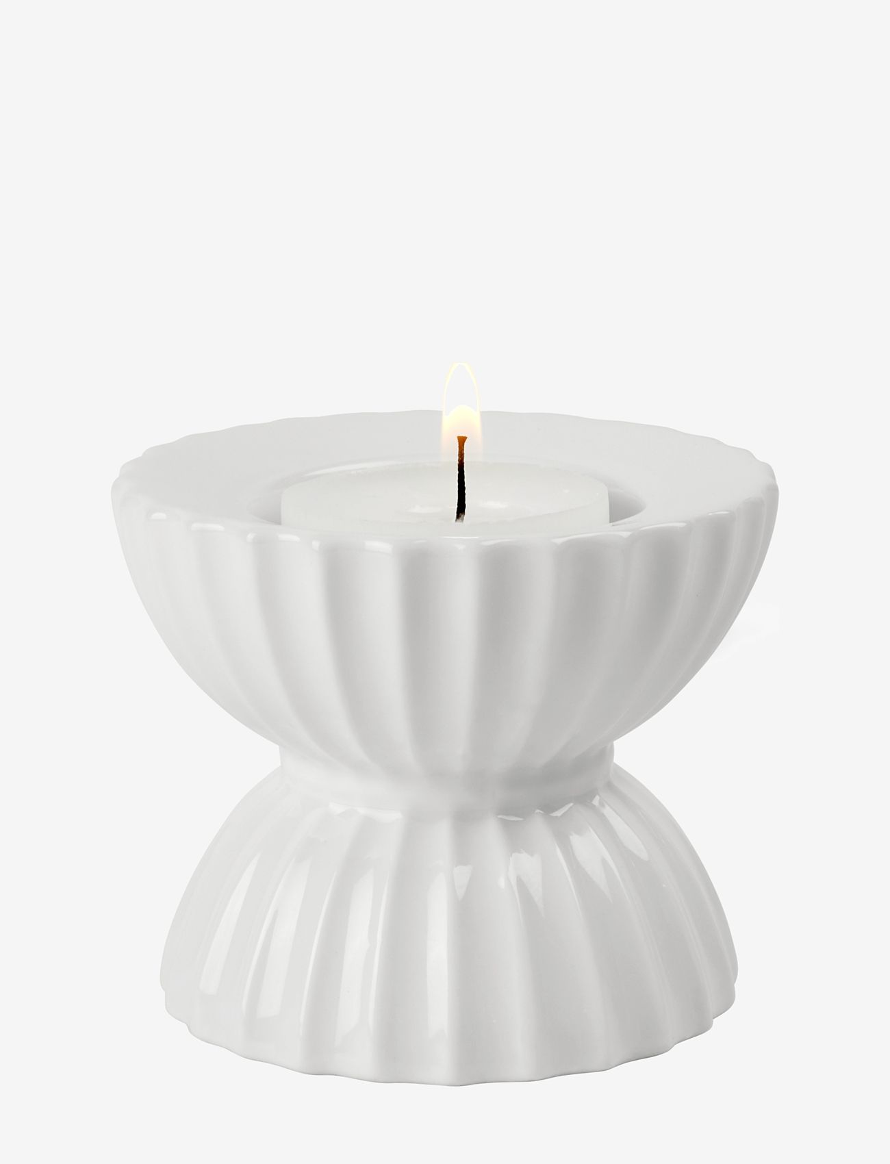 Lyngby Porcelæn - Lyngby Tura Tealight holder Ø8 cm white - versla eftir verði - white - 2
