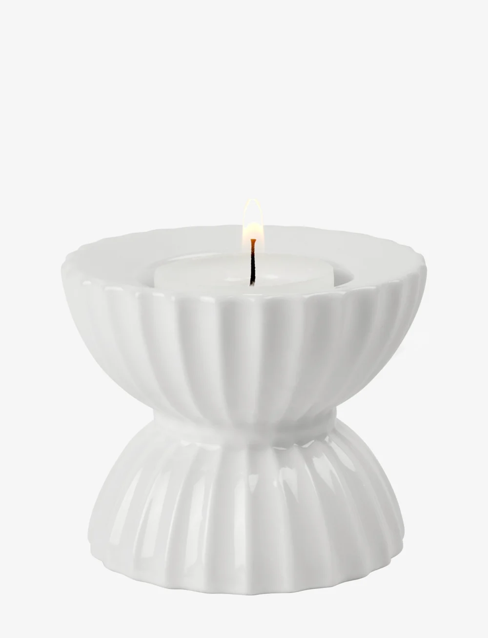 Lyngby Porcelæn - Lyngby Tura Tealight holder Ø8 cm white - tekertahaldarar - white - 2