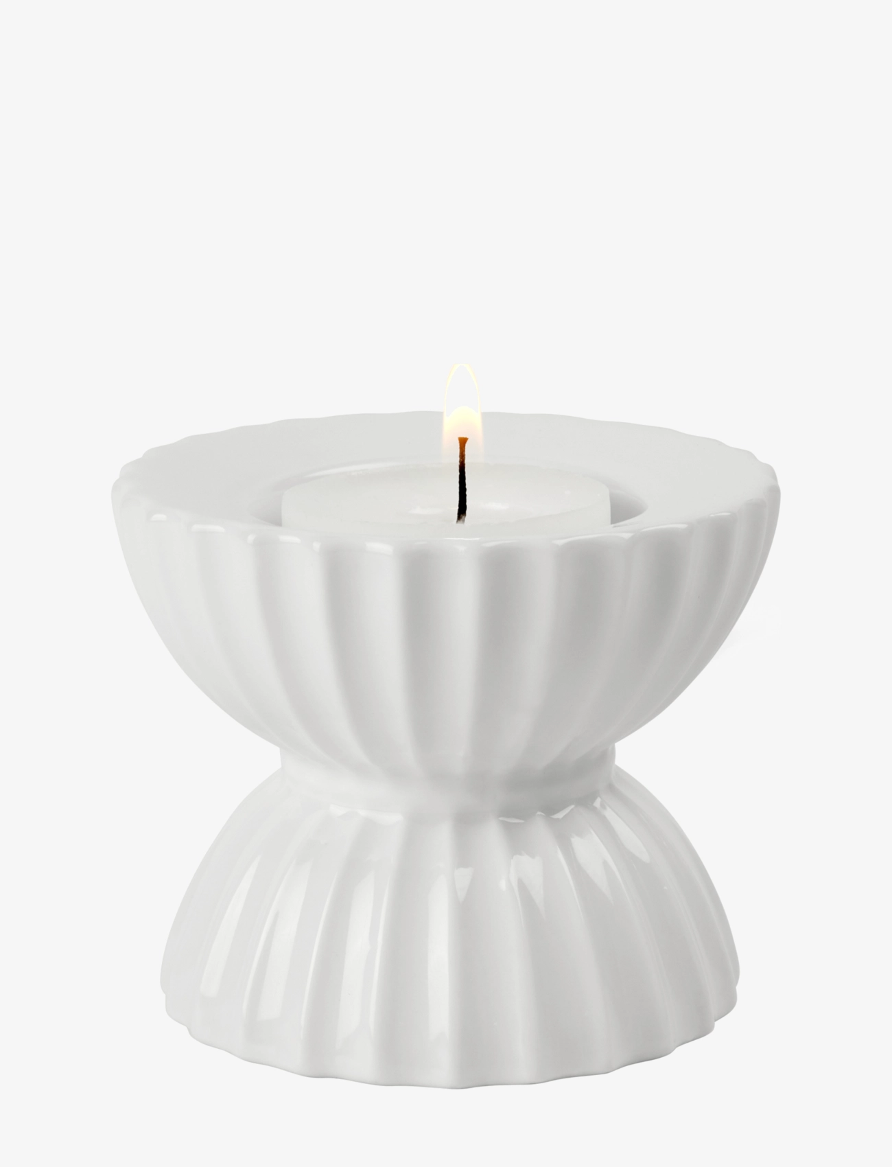 Lyngby Porcelæn - Lyngby Tura Tealight holder Ø8 cm white - teelichthalter - white - 3