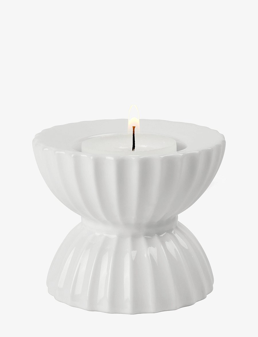 Lyngby Porcelæn - Lyngby Tura Tealight holder Ø8 cm white - teelichthalter - white - 3