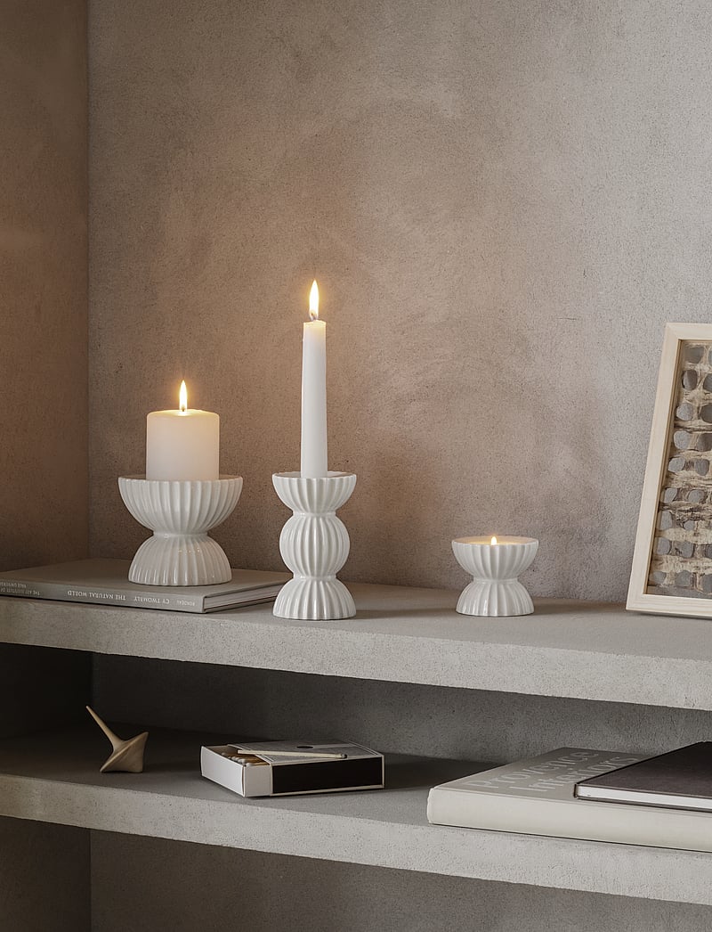 Lyngby Porcelæn - Lyngby Tura Candle holder H14 white - kerzenständer - white - 4