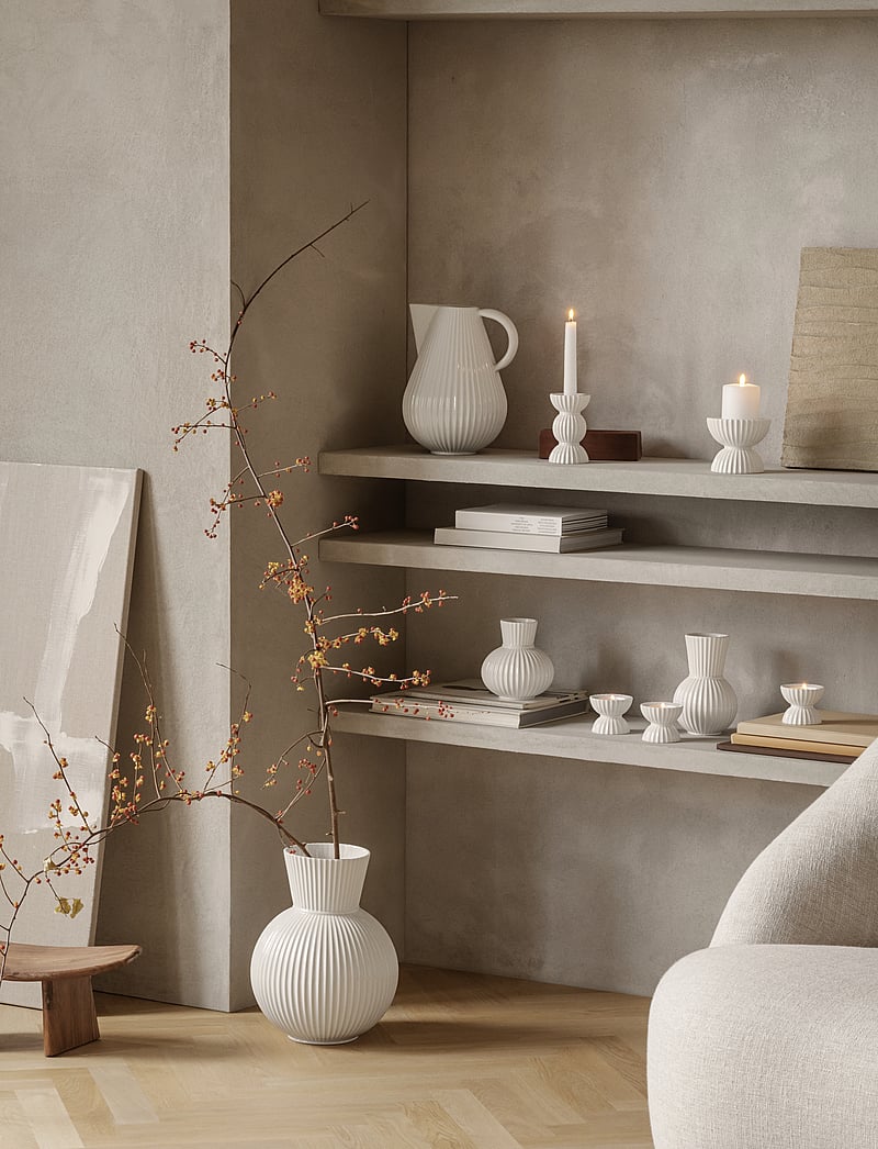 Lyngby Porcelæn - Lyngby Tura Candle holder H14 white - kerzenständer - white - 5