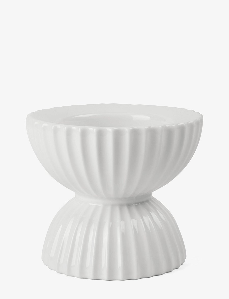Lyngby Porcelæn - Lyngby Tura Block candle holder Ø11.5 cm white - teeküünlahoidjad - white - 1