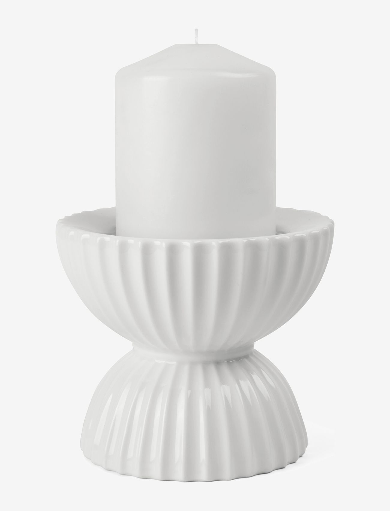 Lyngby Porcelæn - Lyngby Tura Block candle holder Ø11.5 cm white - teelichthalter - white - 1