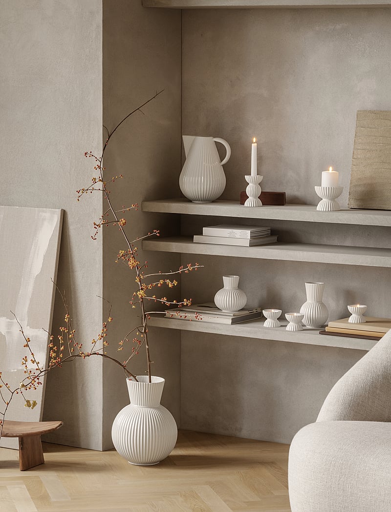 Lyngby Porcelæn - Lyngby Tura Block candle holder Ø11.5 cm white - teelichthalter - white - 4