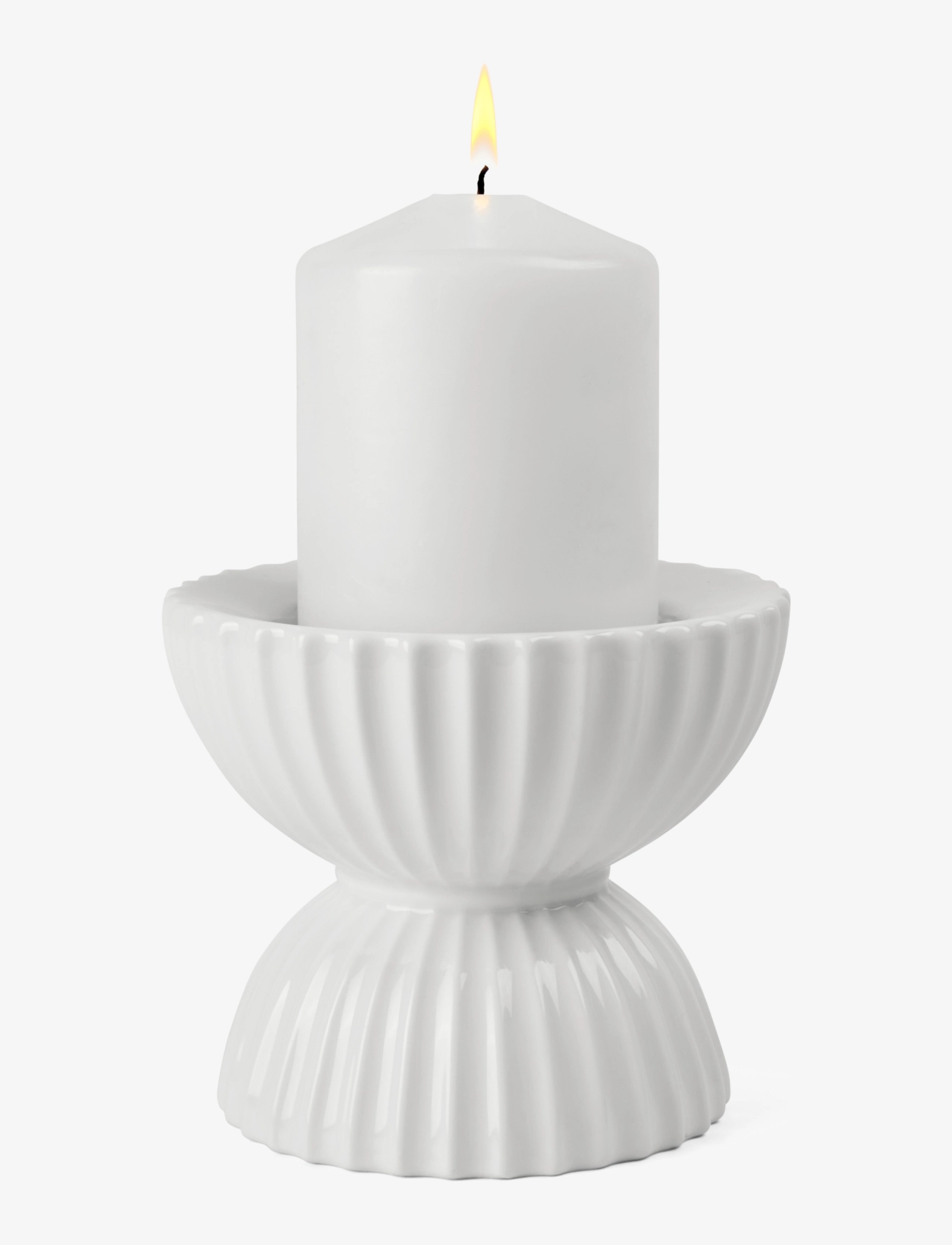 Lyngby Porcelæn - Lyngby Tura Block candle holder Ø11.5 cm white - teeküünlahoidjad - white - 3