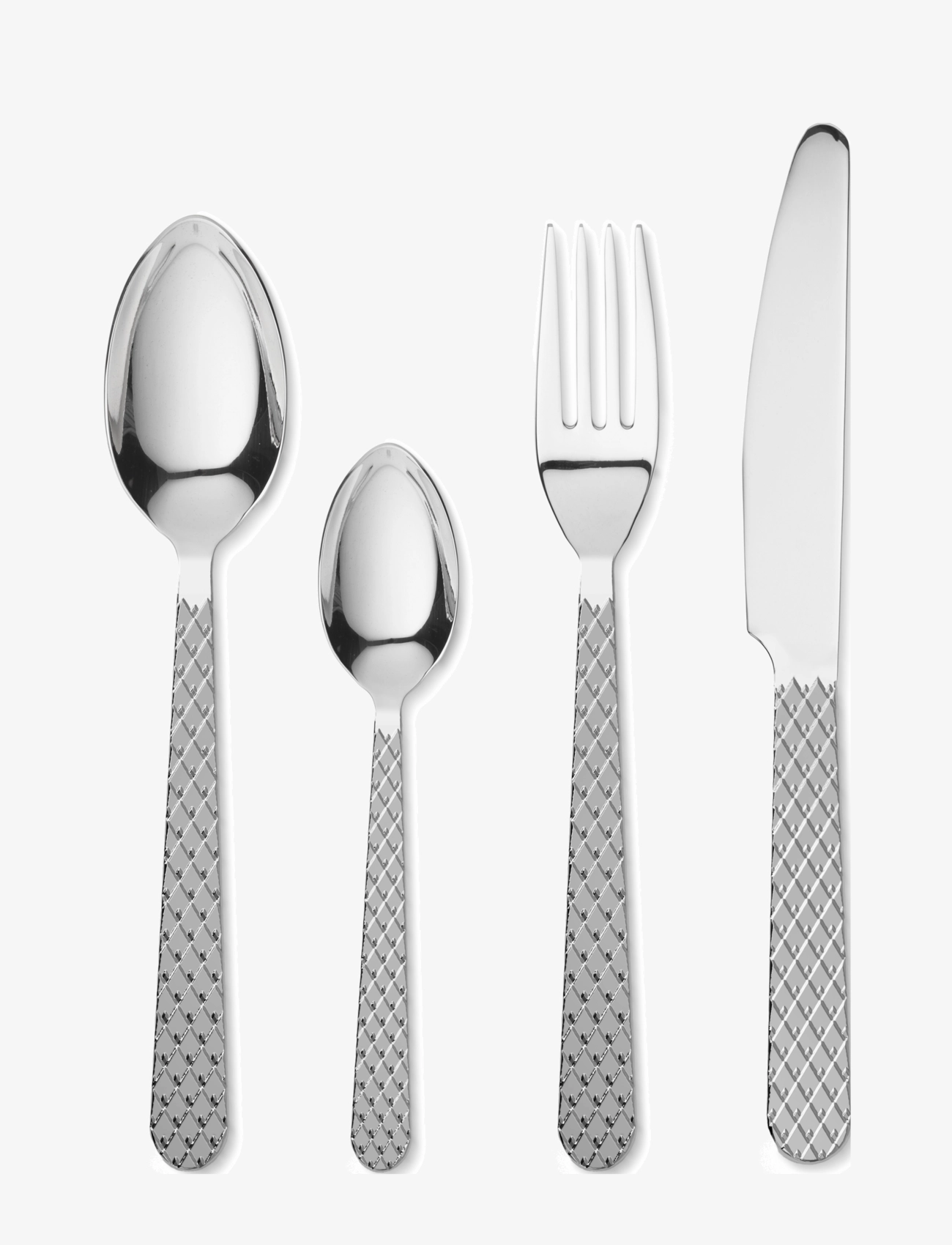 Lyngby Porcelæn Rhombe Bestickset stål 16 st. - Bestickset - STEEL / silver