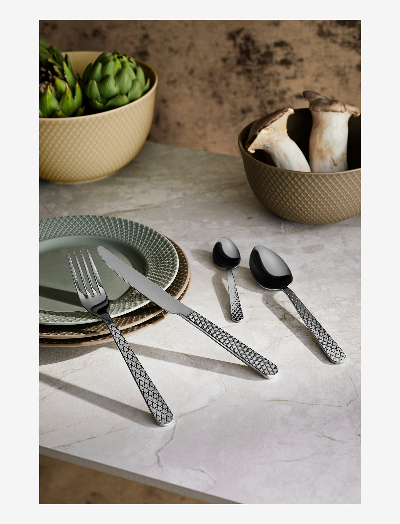 Lyngby Porcelæn - Rhombe Bestickset stål 16 st. - bestickset - steel - 3