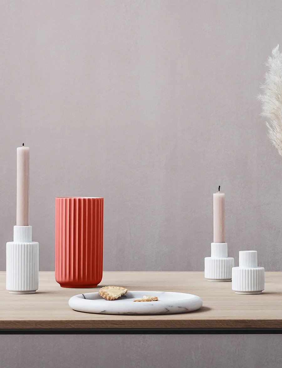Lyngby Porcelæn - Lyngby Candle holder H7 cm white - teelichthalter - white - 3