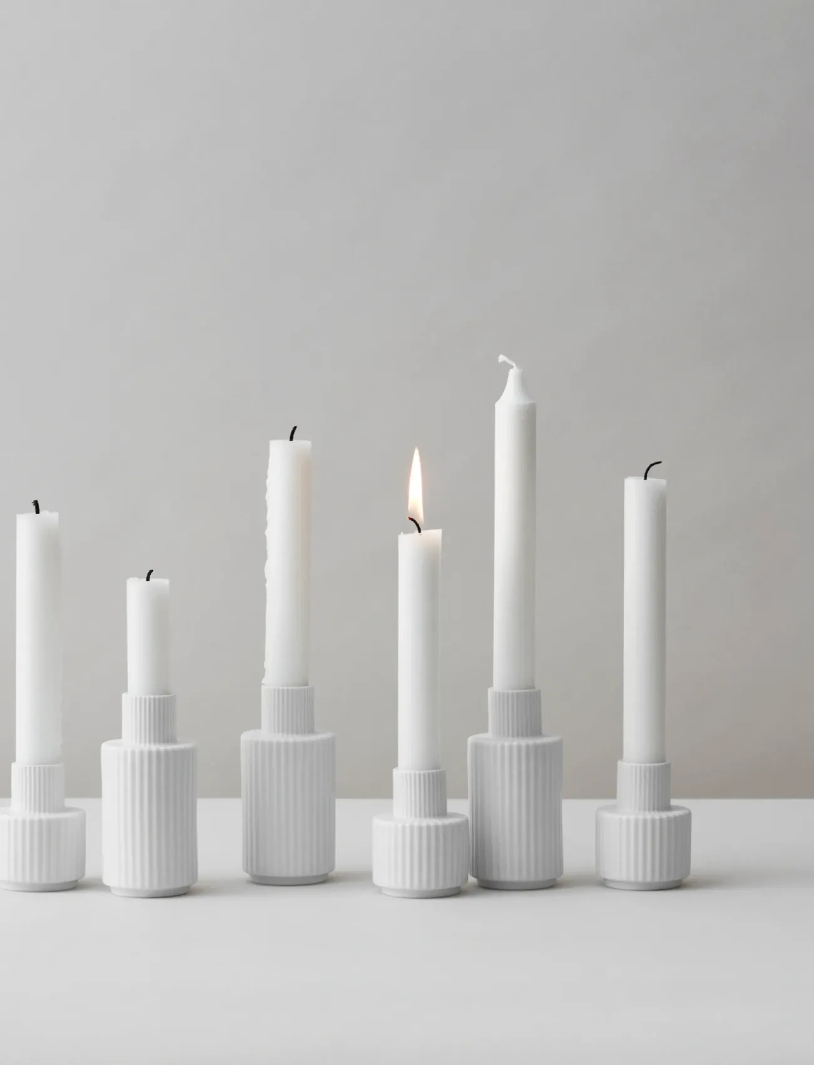 Lyngby Porcelæn - Lyngby Candle holder H7 cm white - teelichthalter - white - 4