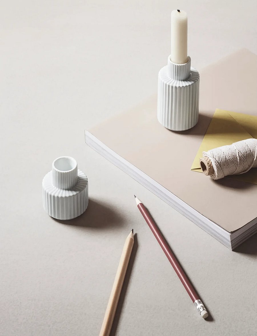 Lyngby Porcelæn - Lyngby Candle holder H11 cm white - teeküünlahoidjad - white - 4