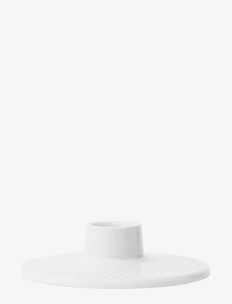 Lyngby Porcelæn - Rhombe Candle holder H3 white - paliktņi svecēm un svečturi - white - 0
