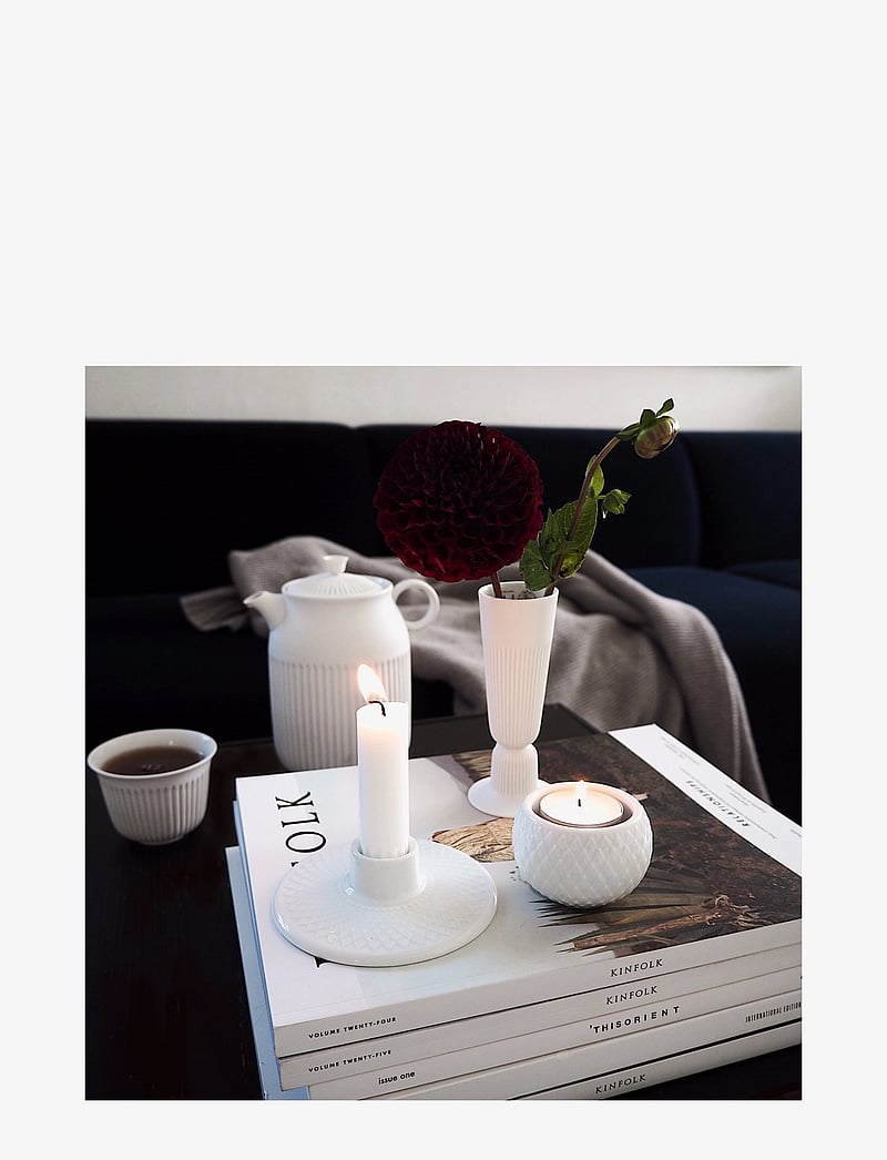 Lyngby Porcelæn - Rhombe Candle holder H3 white - kerzenhalter & kerzenständer - white - 1