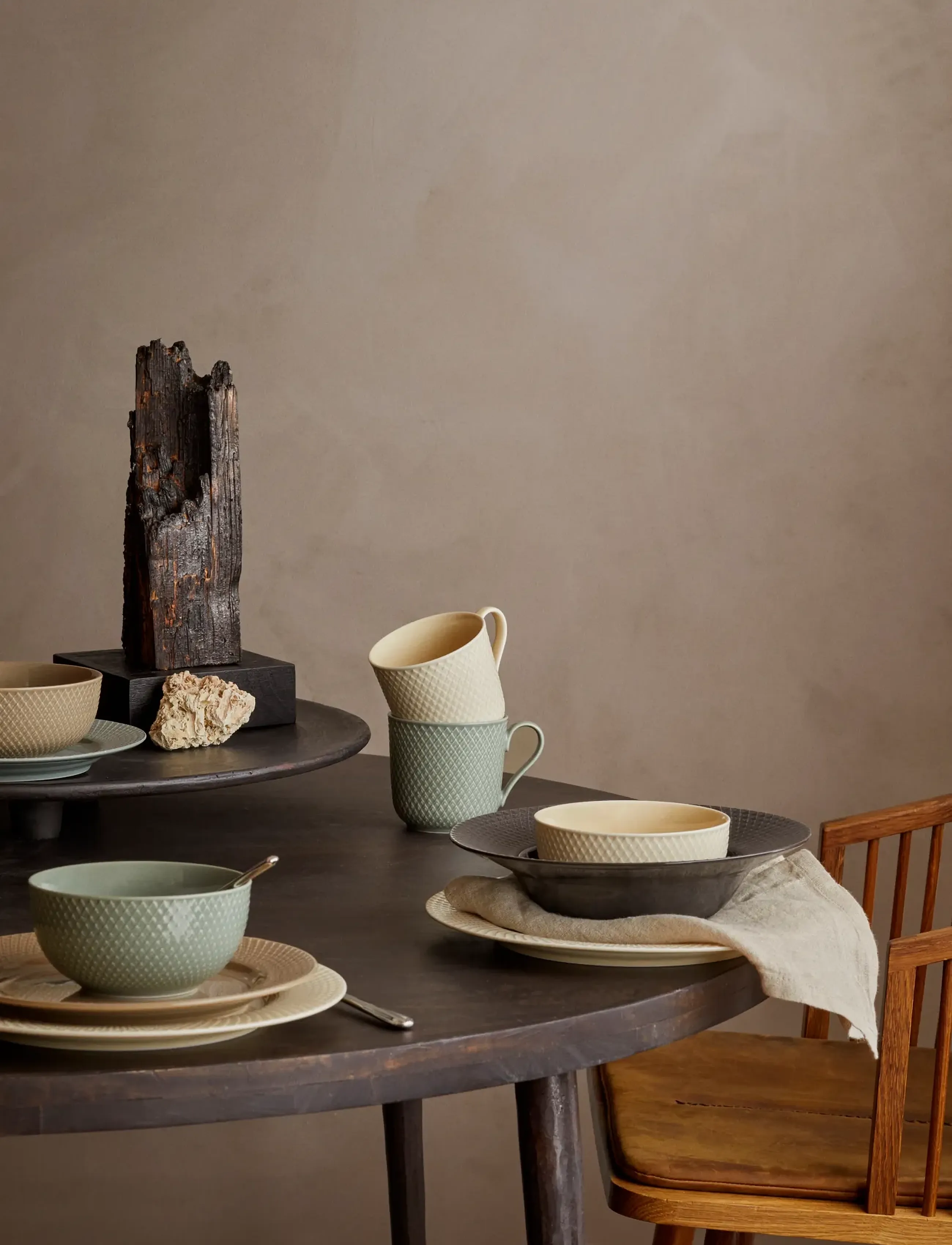 Lyngby Porcelæn - Rhombe Earth Middagstallerken Ø27 cm marble - middagstallerkner - marble - 3
